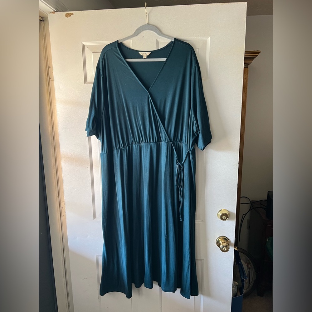 Teal Size 4xl Crossover Dress